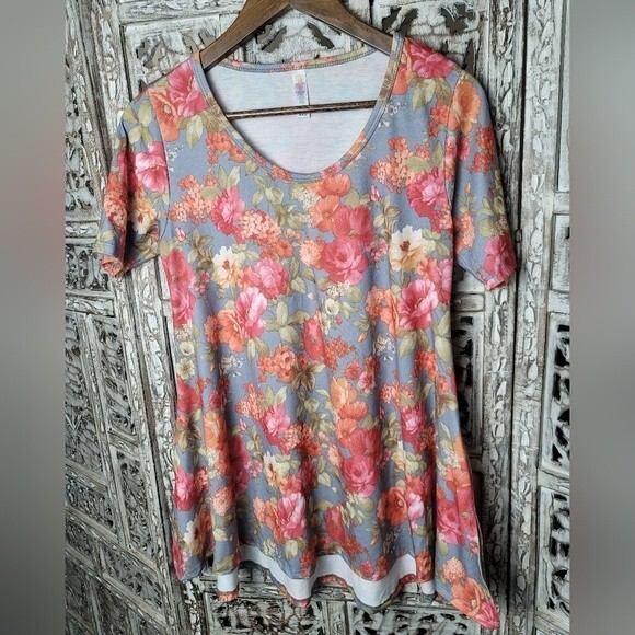 LuLaRoe Oversized Floral Perfect Tee XXS - Picture 3 of 11
